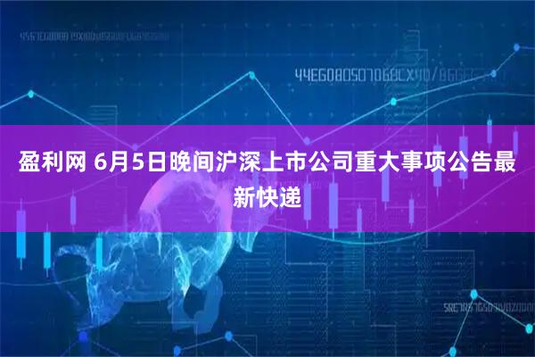 盈利网 6月5日晚间沪深上市公司重大事项公告最新快递